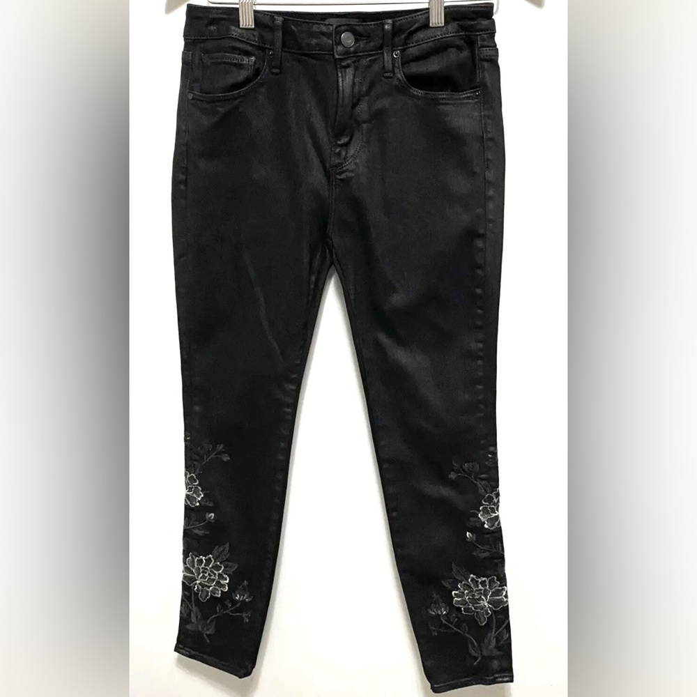 Driftwood Jeans Womens 27 (Measured 28x27) Black Jackie High Rise Floral Ladies